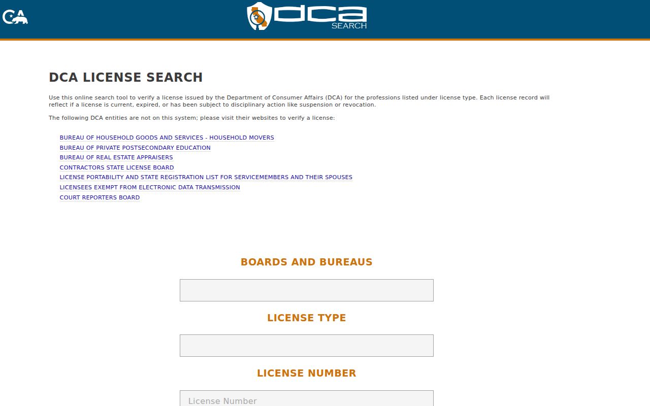 Irvine people search using California DCA license records