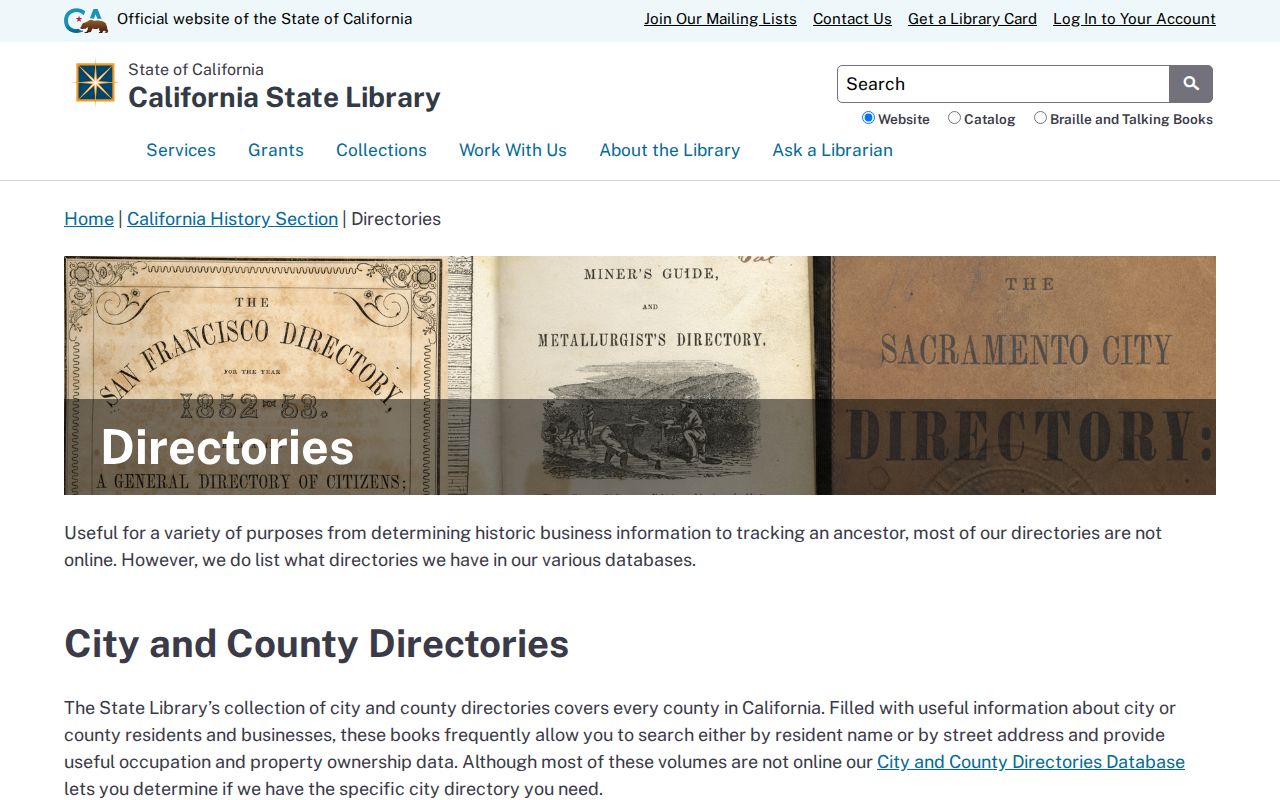 Irvine people directories California State Library historical collection