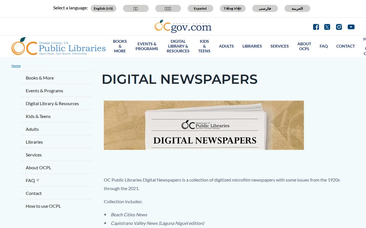 Irvine people directories OCPL historical newspaper search