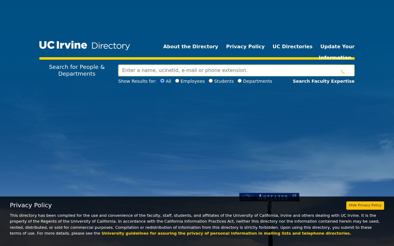 Irvine people directories UCI people and departments search